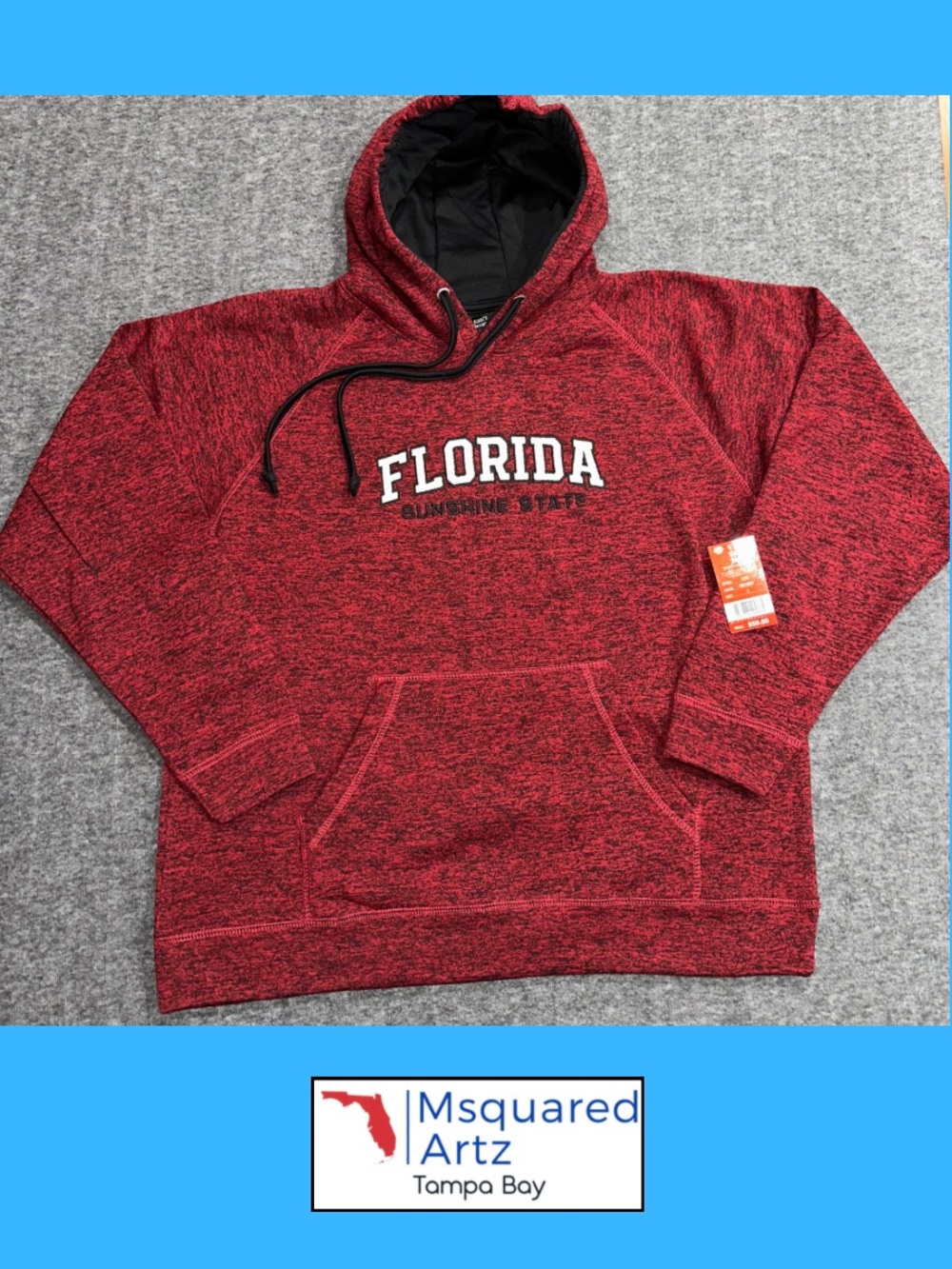 Isaac's Designs Florida Sunshine State Hoodie Men's Large Burgundy NWT Pullover